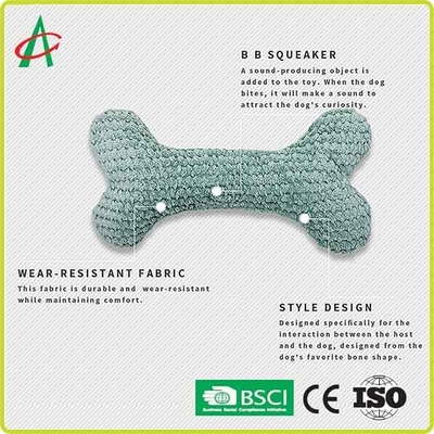 ISO9001ペットPlushおもちゃの骨はSqueakerとの15cm*5.5cmを形づけた
