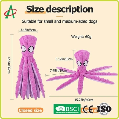 注文のタコSqueakersの耐久の不朽のPlush犬のおもちゃ
