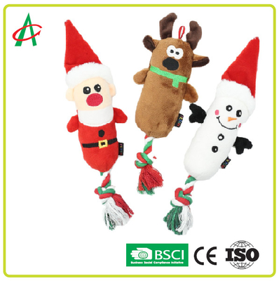 EN71機械Squeakerのクリスマスの洗濯できるPlushロープ犬のおもちゃ